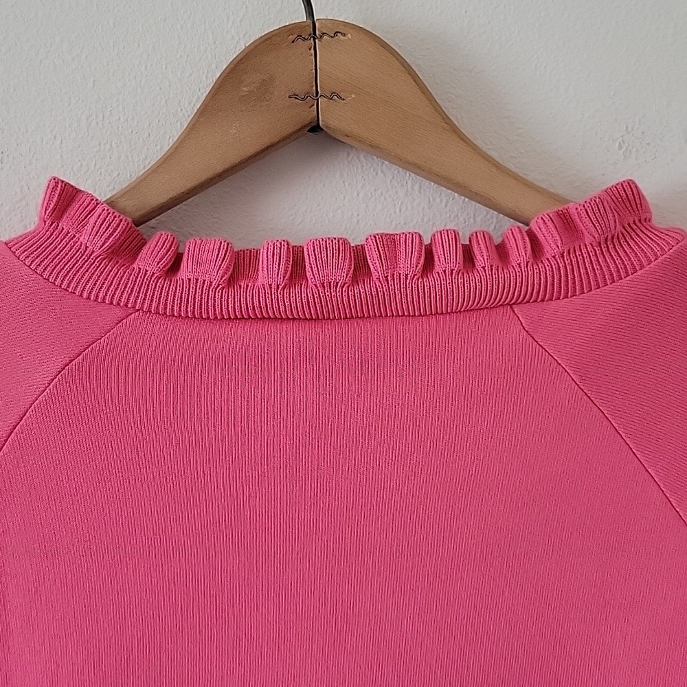 Talbots Pink Ruffle Trim Crewneck Sweatshirt Size XLP - Picture 6 of 8